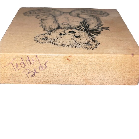 Teddy Bear PSX Rubber Stamp G-1174 Heart Ribbon Retired Wooden Mounted 3X3". - Picture 3 of 4